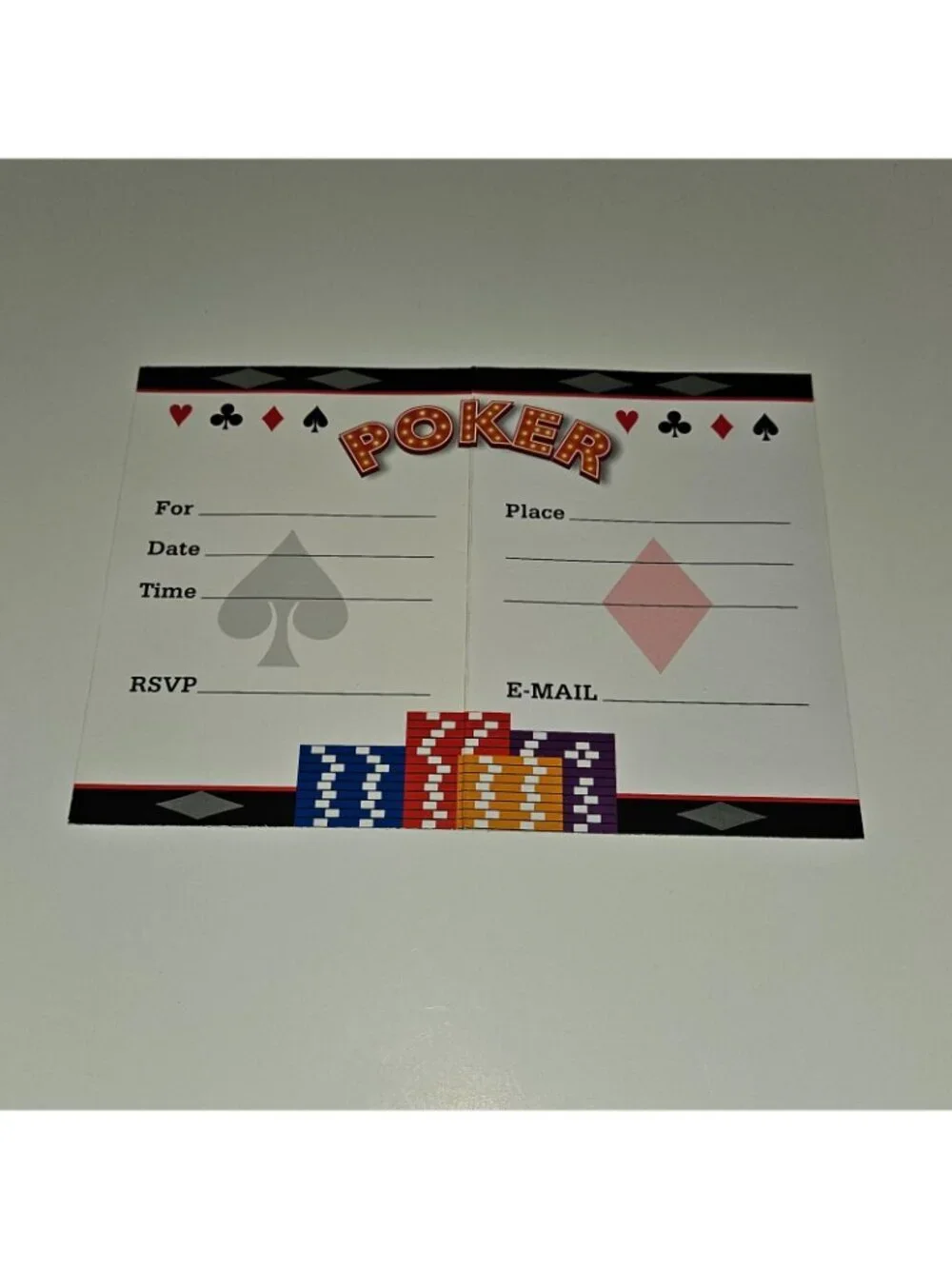 NEW 3 Packs Poker Game Night Party Invitations Lot (8 Cards/Envelopes Per Pk)